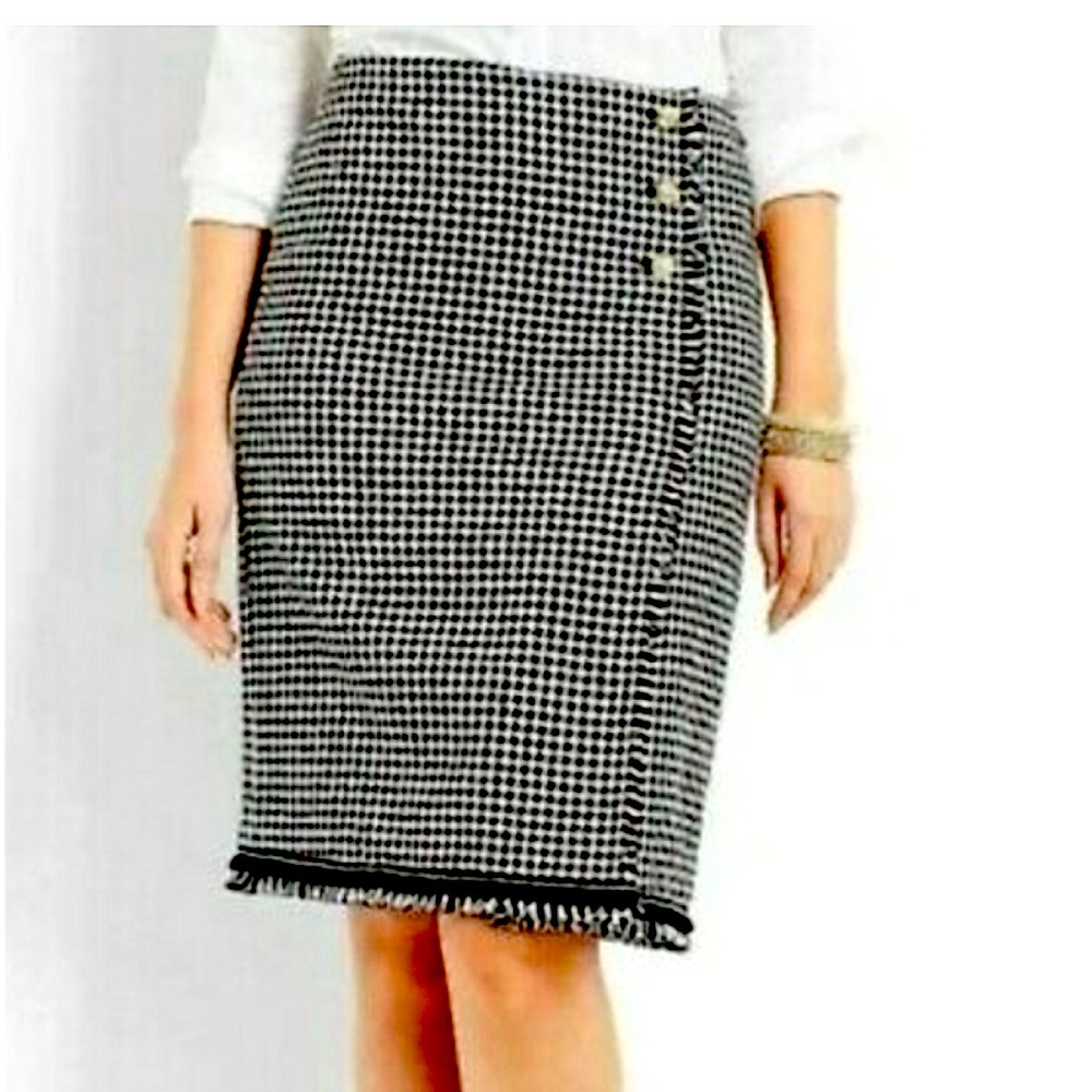 Talbots Faux Wrap Houndstooth Skirt